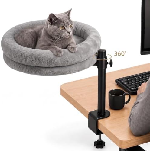 Cat desk bed in white colorway